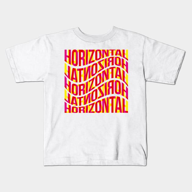 Horizontal Waves Typography (Magenta Yellow Red) Kids T-Shirt by John Uttley